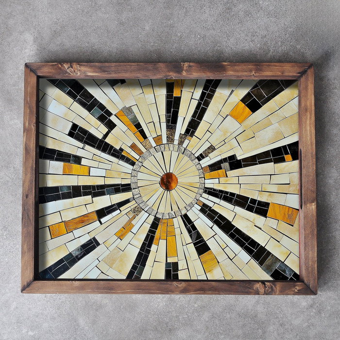 Aberto Design REF008 Bandeja de Madera Maciza con Impresión UV, 48x38x4 cm, Elegante y Duradera para Decoración del Hogar